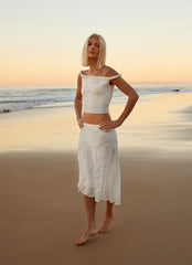 Diamond Sky Midi Skirt - White