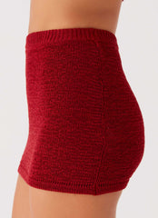 Capri Glow Knit Skirt - Maroon