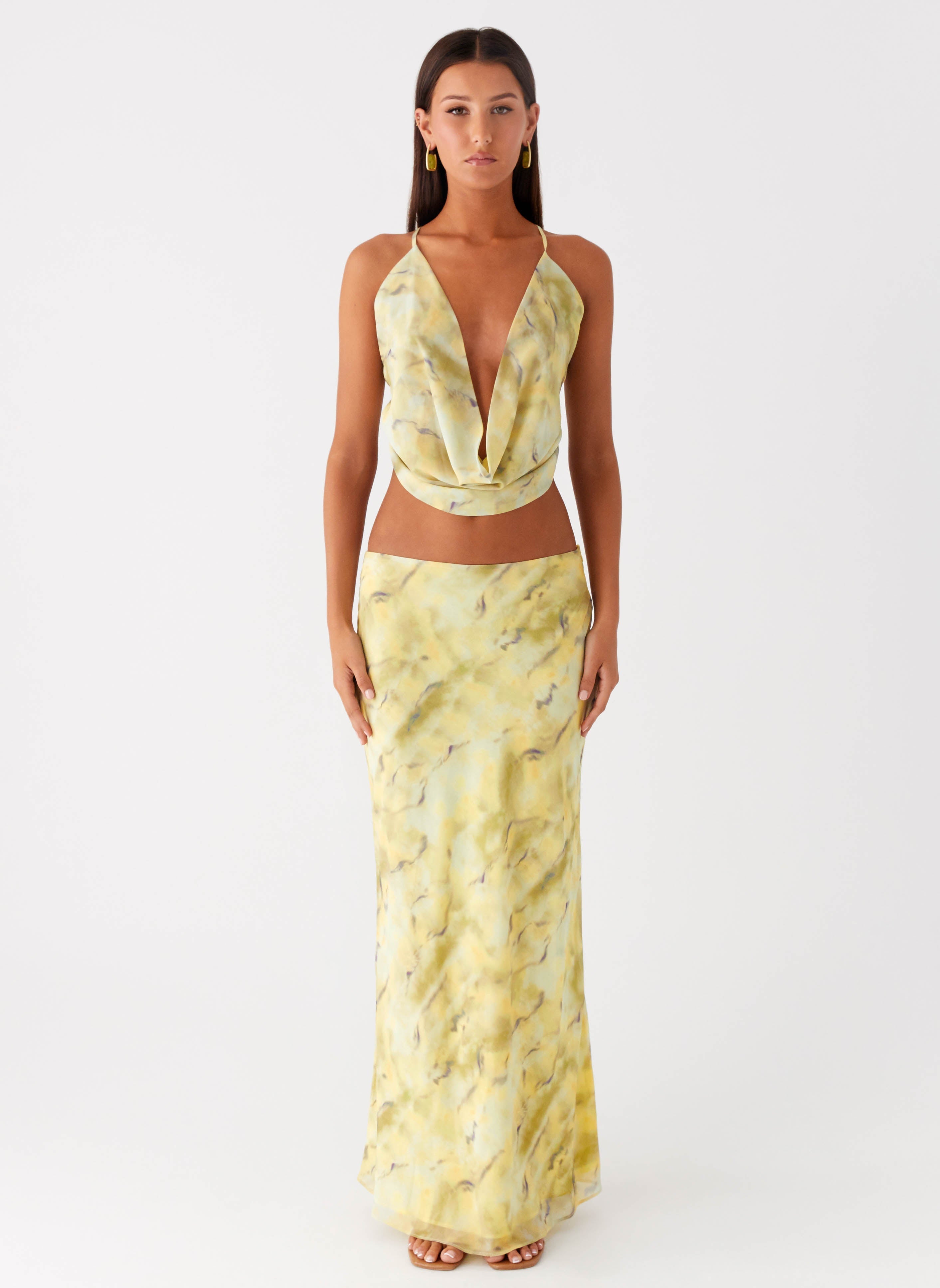Kylo Cowl Top - Yellow Tie Dye